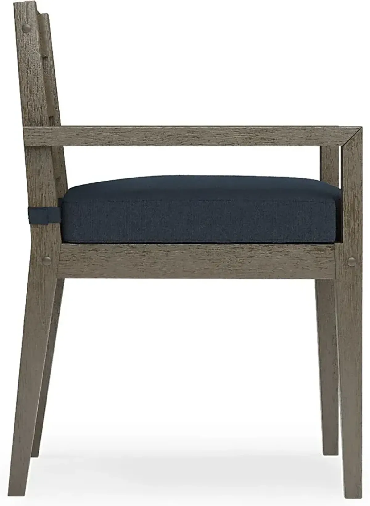 Lake Tahoe Gray Outdoor Arm Chair with Indigo Cushion