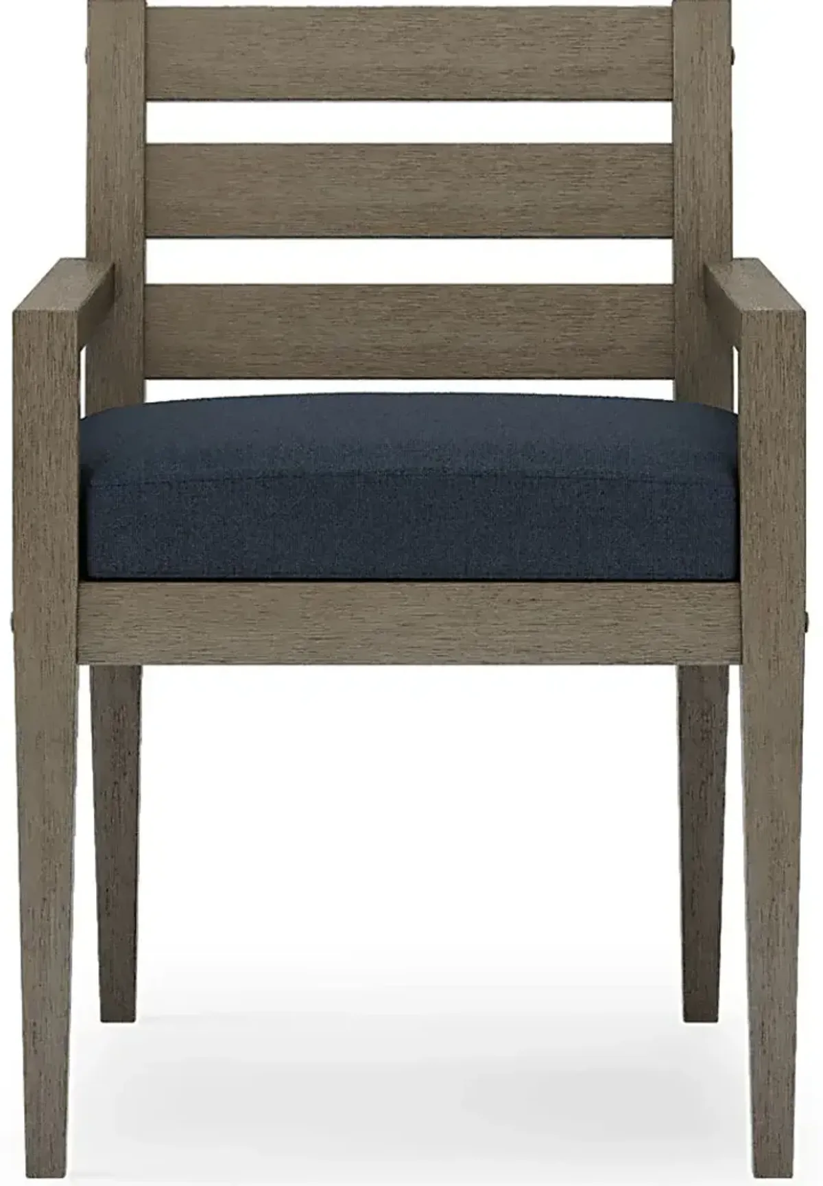 Lake Tahoe Gray Outdoor Arm Chair with Indigo Cushion