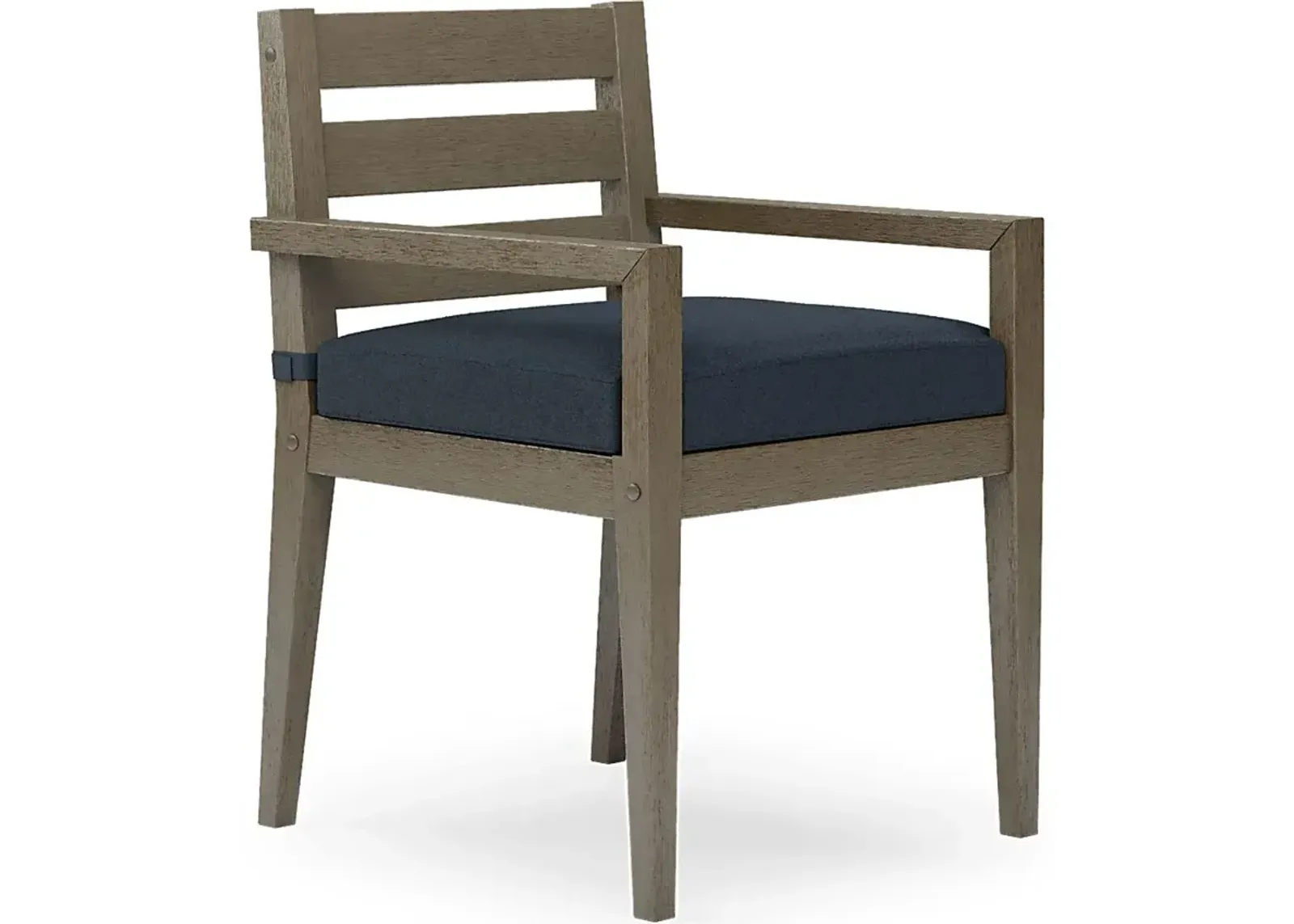 Lake Tahoe Gray Outdoor Arm Chair with Indigo Cushion