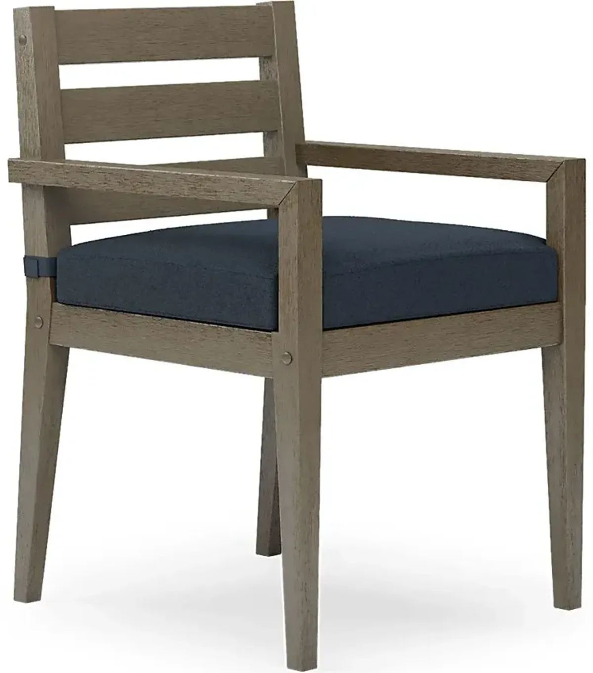 Lake Tahoe Gray Outdoor Arm Chair with Indigo Cushion