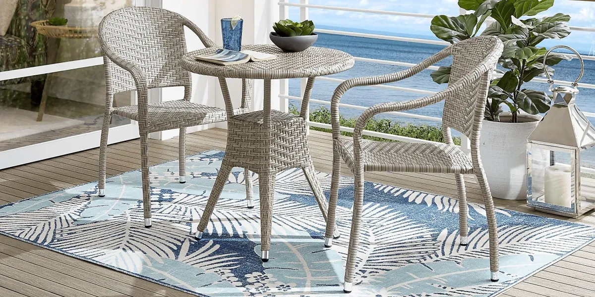 Bay Terrace Gray Wicker Outdoor Arm Chair