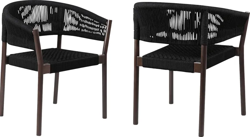 Arlajen Black Outdoor Arm Chair, Set of 2