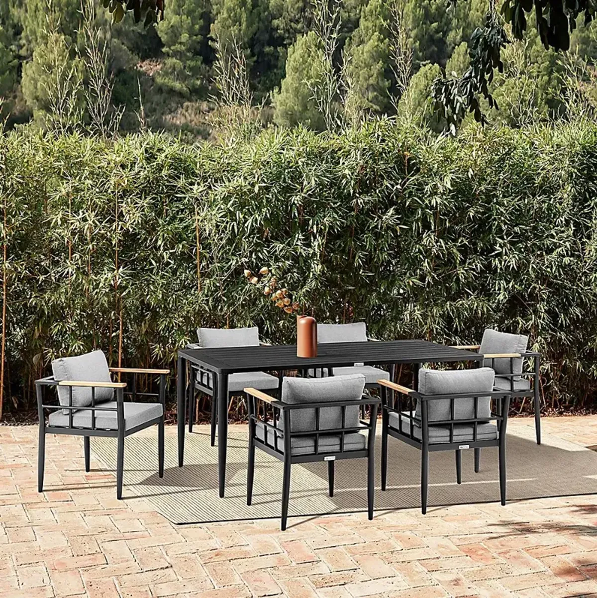 Outdoor Aurania Black Arm Chair, Set of 2