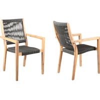 Outdoor Borbeck Black Arm Chair, Set of 2