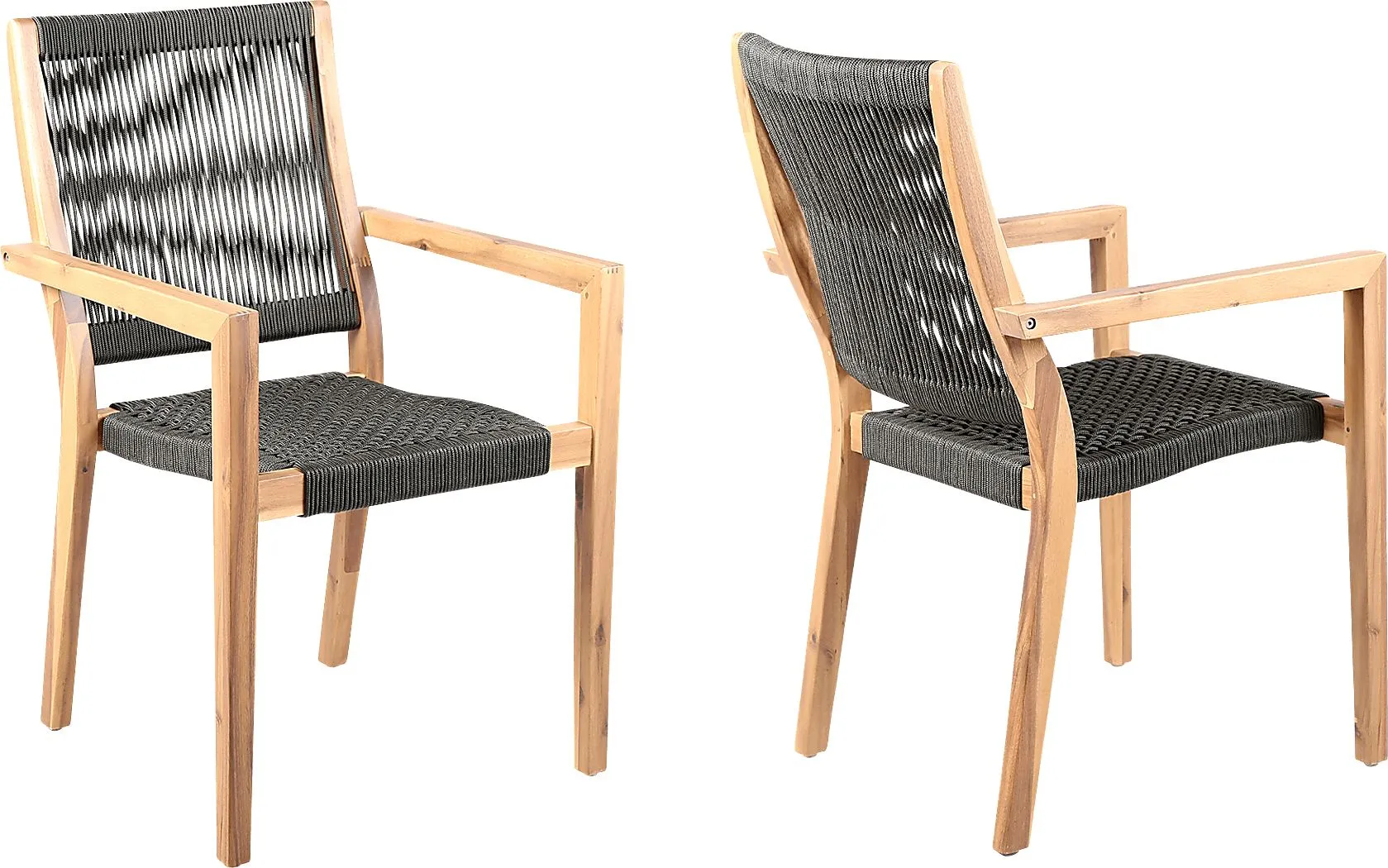 Outdoor Borbeck Black Arm Chair, Set of 2