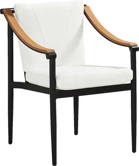 Harlowe Black Outdoor Arm Chair with White Cushions