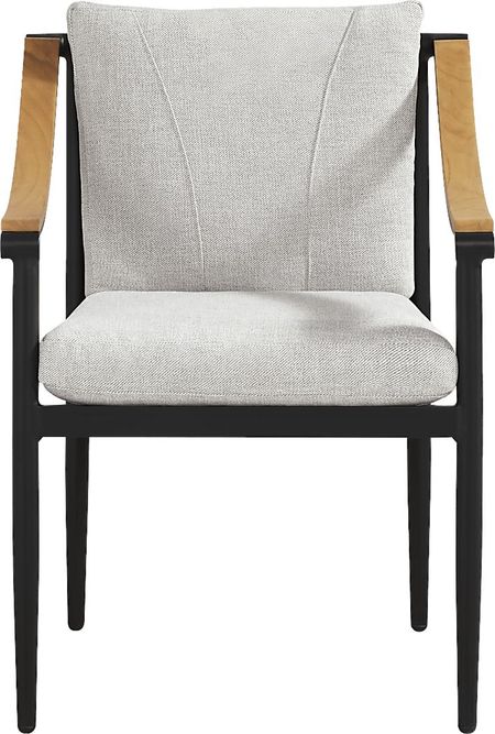 Harlowe Black Outdoor Arm Chair with Dove Cushions