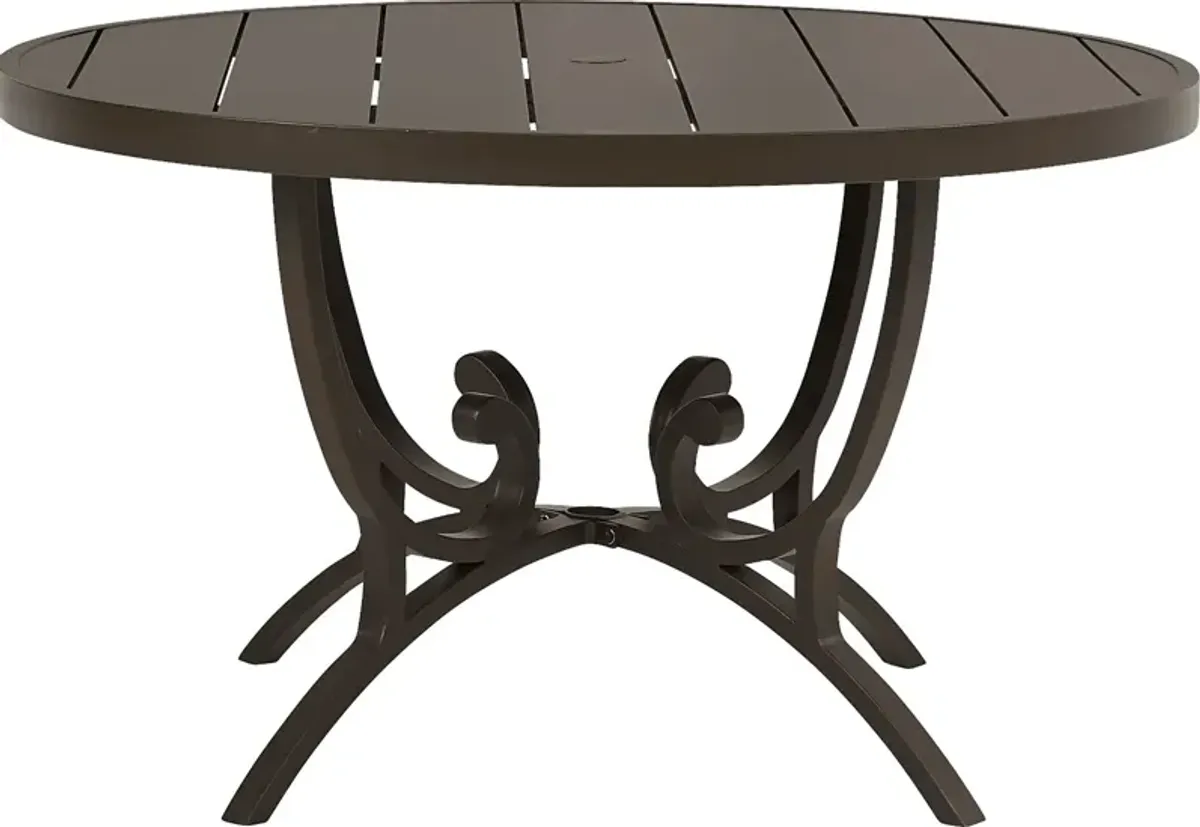 Bermuda Breeze Aged Bronze 5 Pc Round Outdoor Dining Set with Sling Chairs