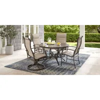 Bermuda Breeze Aged Bronze 5 Pc Round Outdoor Dining Set with Sling Chairs