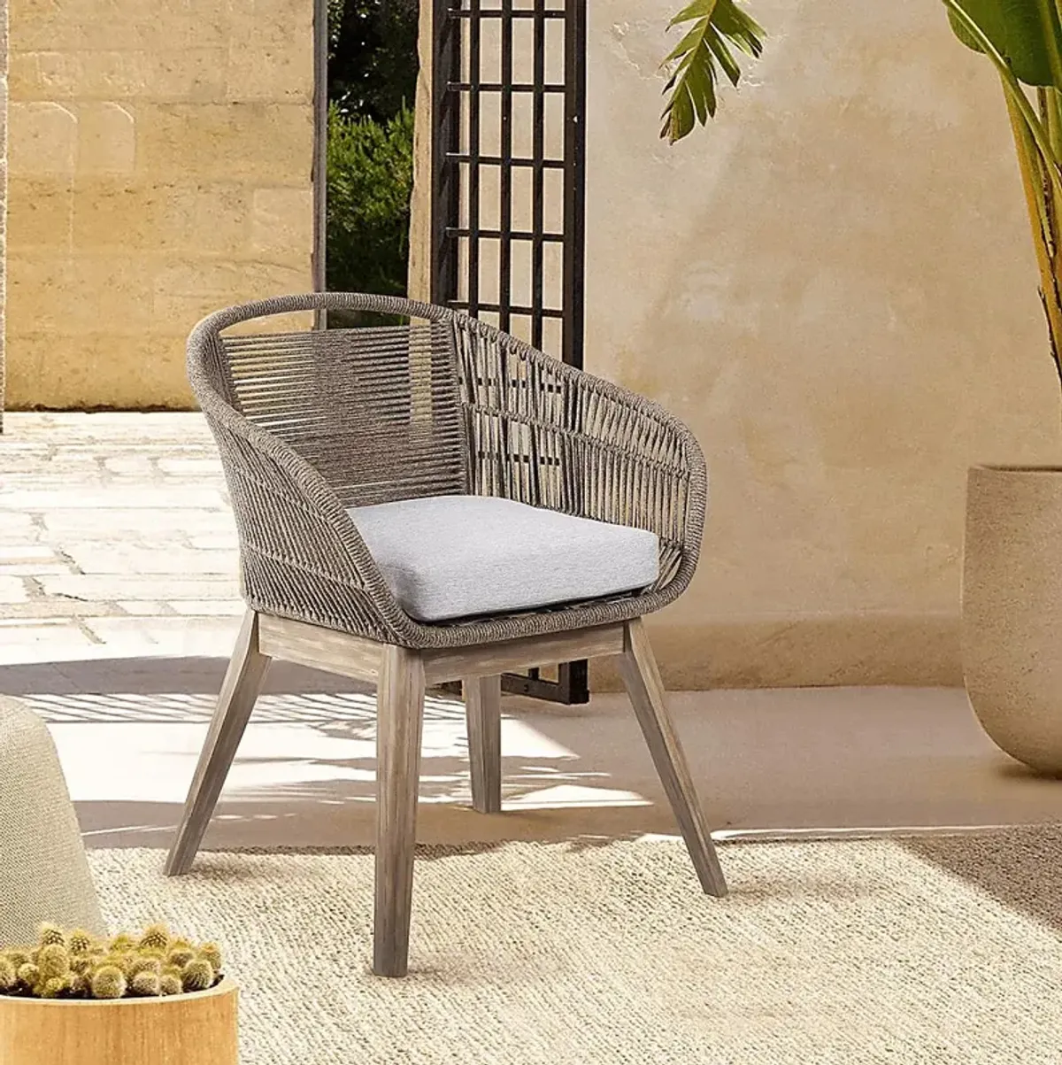 Hanella Gray Outdoor Arm Chair