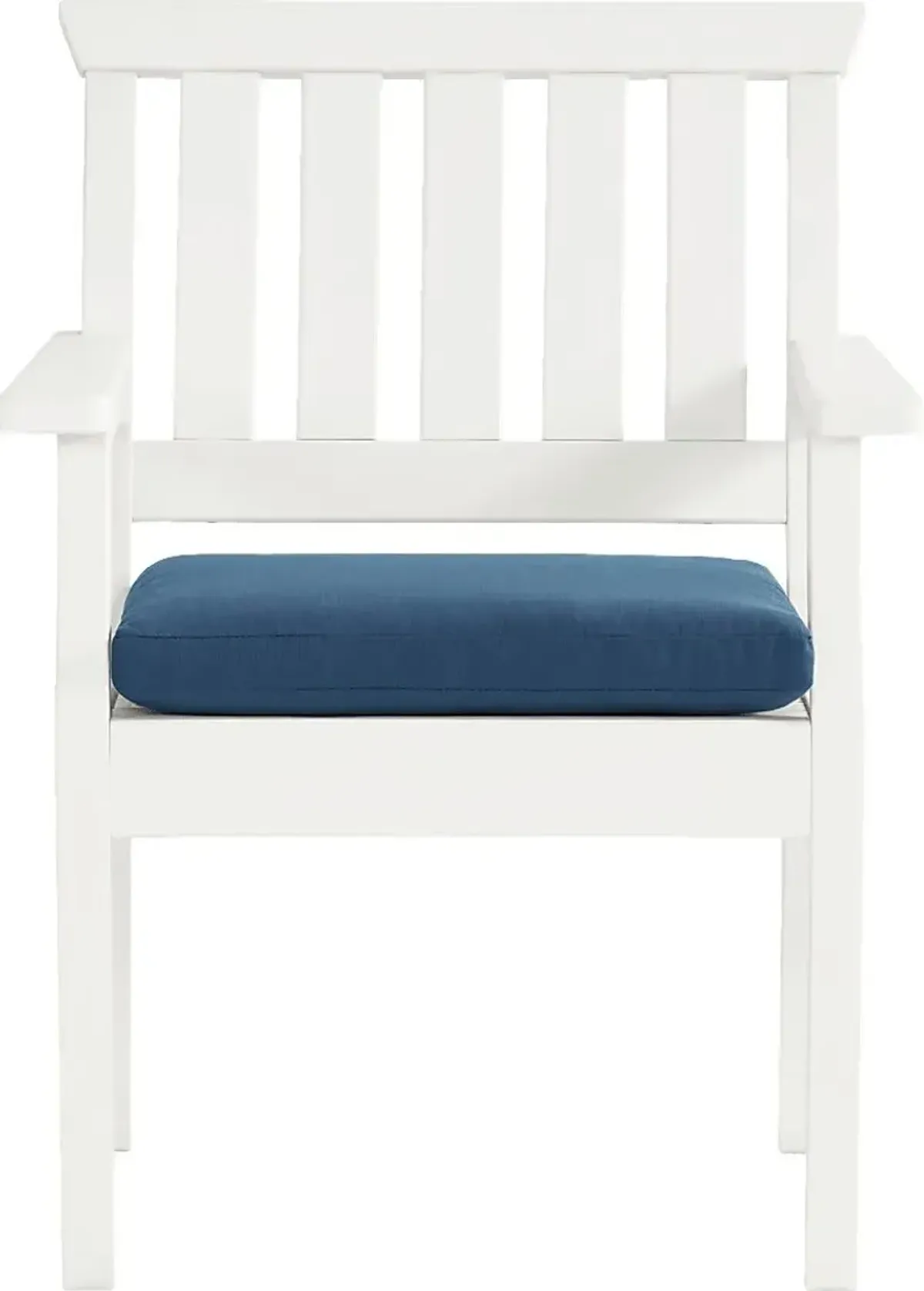 Eastlake White Outdoor Arm Chair with Ocean Cushion