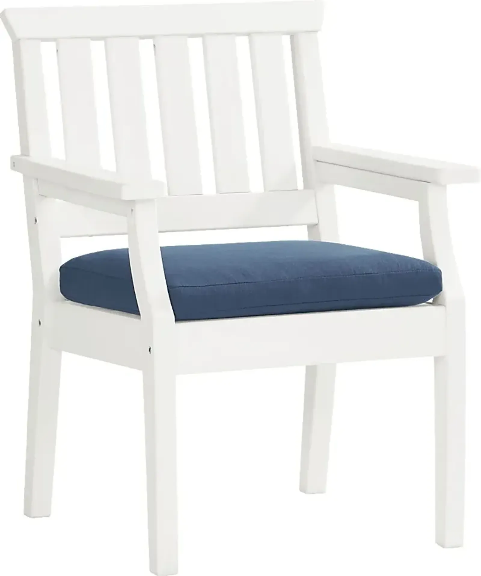 Eastlake White Outdoor Arm Chair with Ocean Cushion