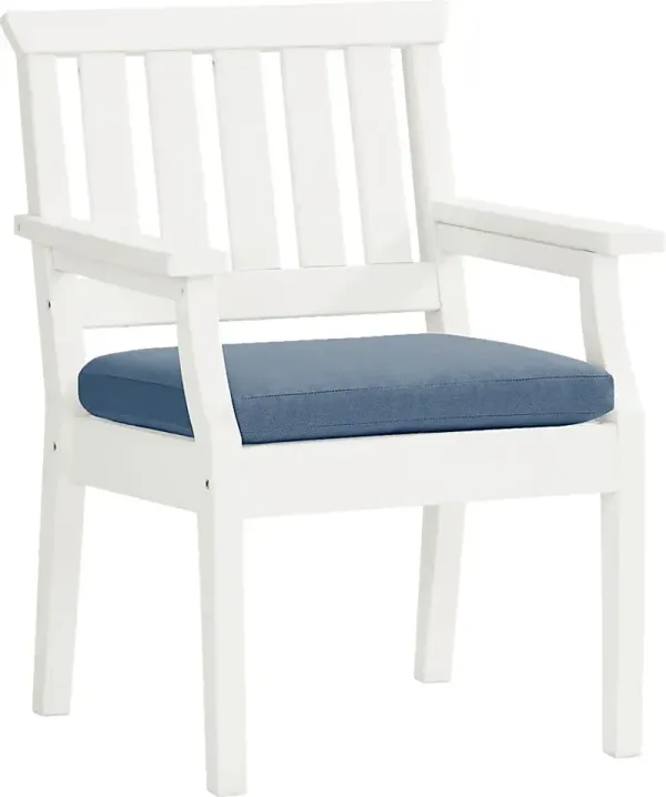 Eastlake White Outdoor Arm Chair with Blueberry Cushion