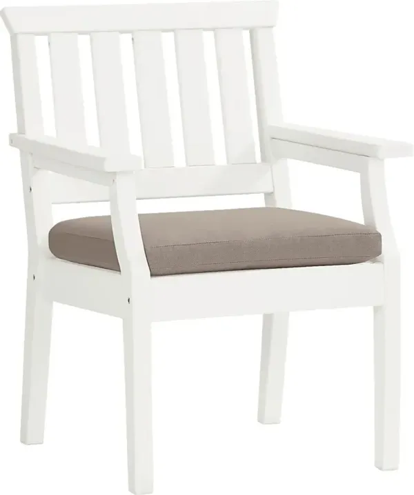 Eastlake White Outdoor Arm Chair with Mushroom Cushion