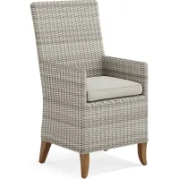 Patmos Gray Outdoor Arm Chair with Linen Cushions