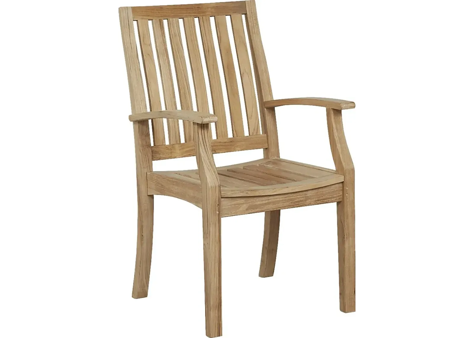 Pleasant Bay Teak Outdoor Slat Back Arm Chair