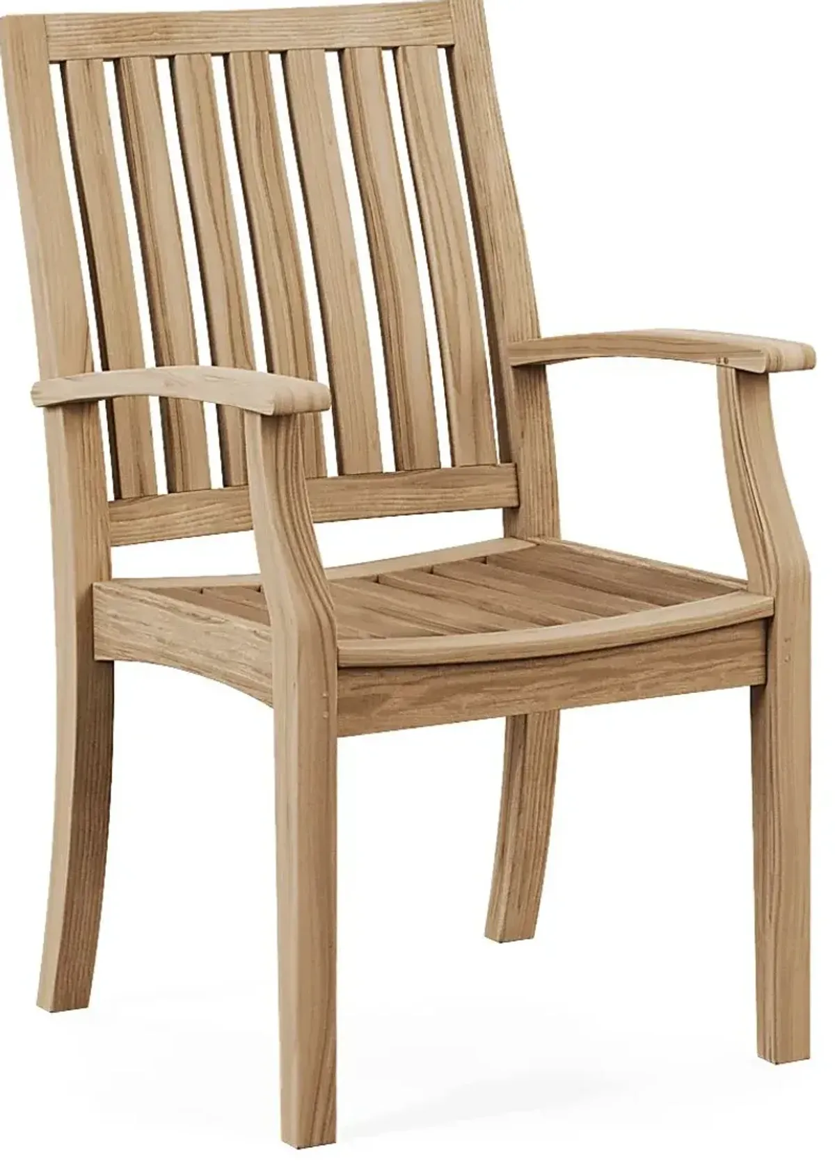 Pleasant Bay Teak Outdoor Slat Back Arm Chair