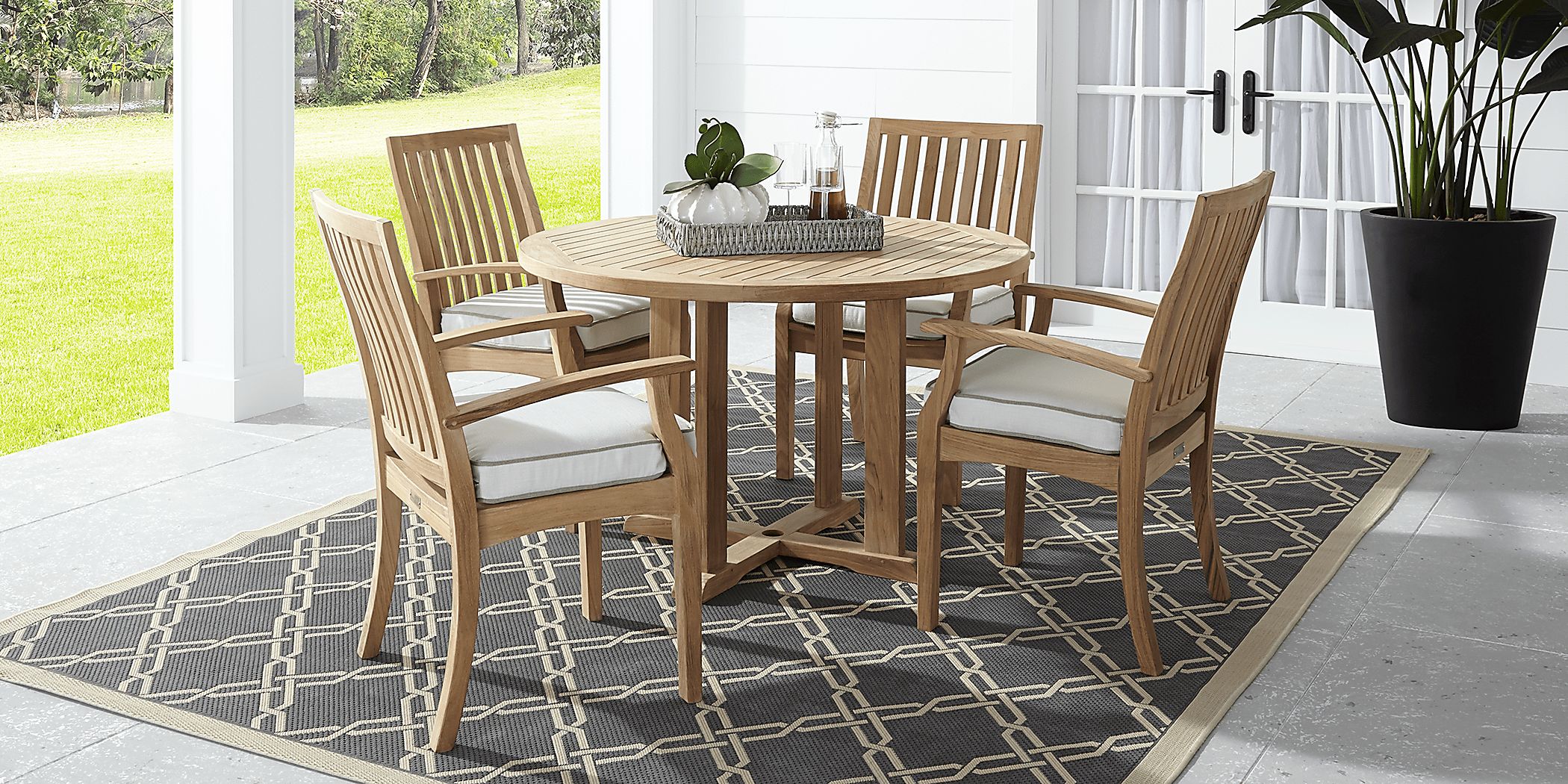 Pleasant Bay Teak 5 Pc Round Outdoor Dining Set