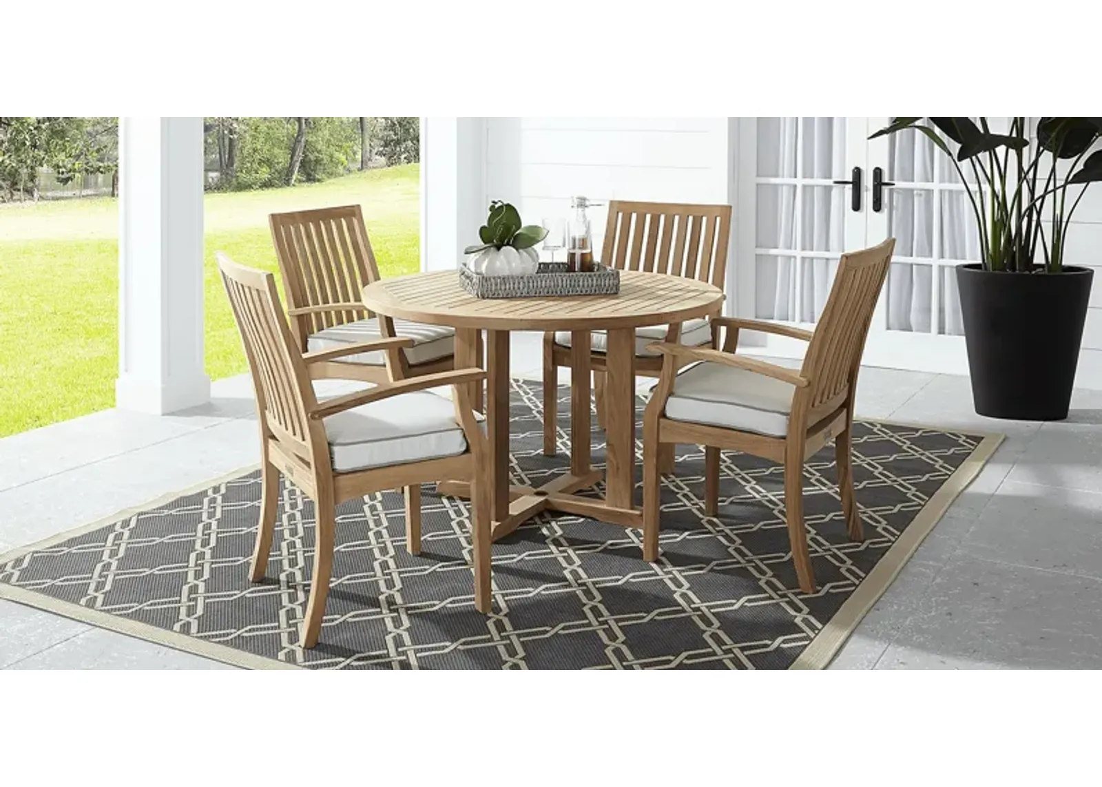 Pleasant Bay Teak 5 Pc Round Outdoor Dining Set