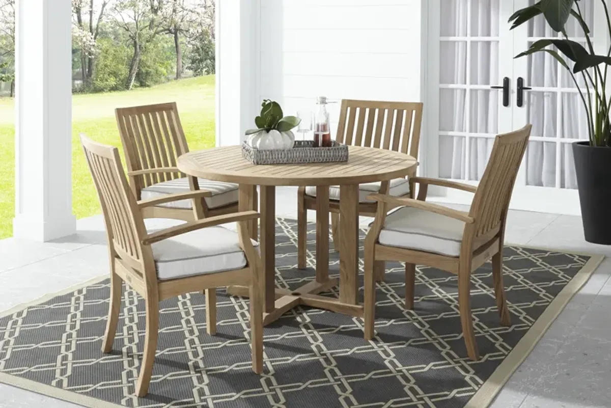 Pleasant Bay Teak 5 Pc Round Outdoor Dining Set