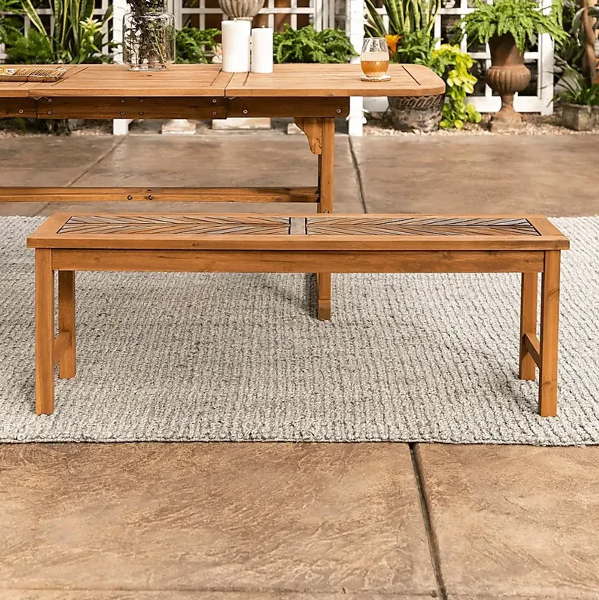 Lake Tana Brown Outdoor Dining Bench