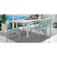 Park Walk White 7 Pc 73 - 97 in. Rectangle Extension Outdoor Dining Set with Arctic Chairs