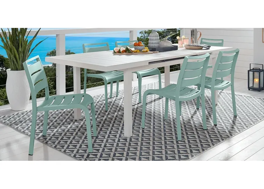 Park Walk White 7 Pc 73 - 97 in. Rectangle Extension Outdoor Dining Set with Arctic Chairs