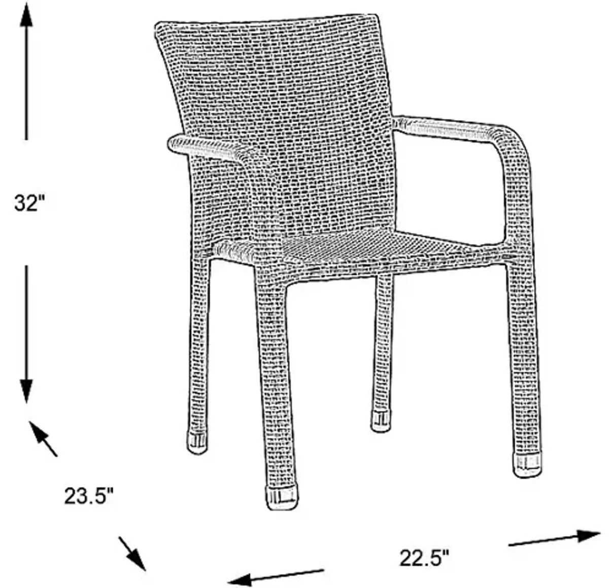 Bay Terrace Gray Wicker Square Back Outdoor Arm Chair