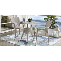Bay Terrace Gray Wicker Square Back Outdoor Arm Chair