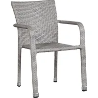 Bay Terrace Gray Wicker Square Back Outdoor Arm Chair