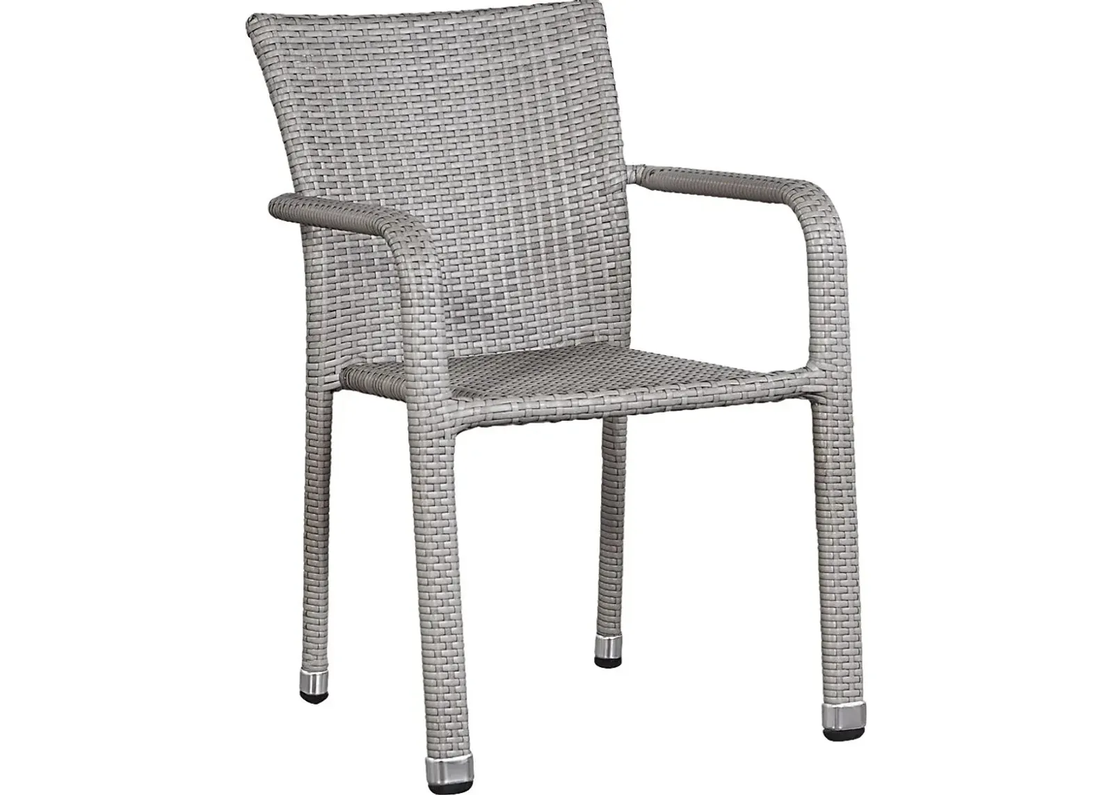 Bay Terrace Gray Wicker Square Back Outdoor Arm Chair