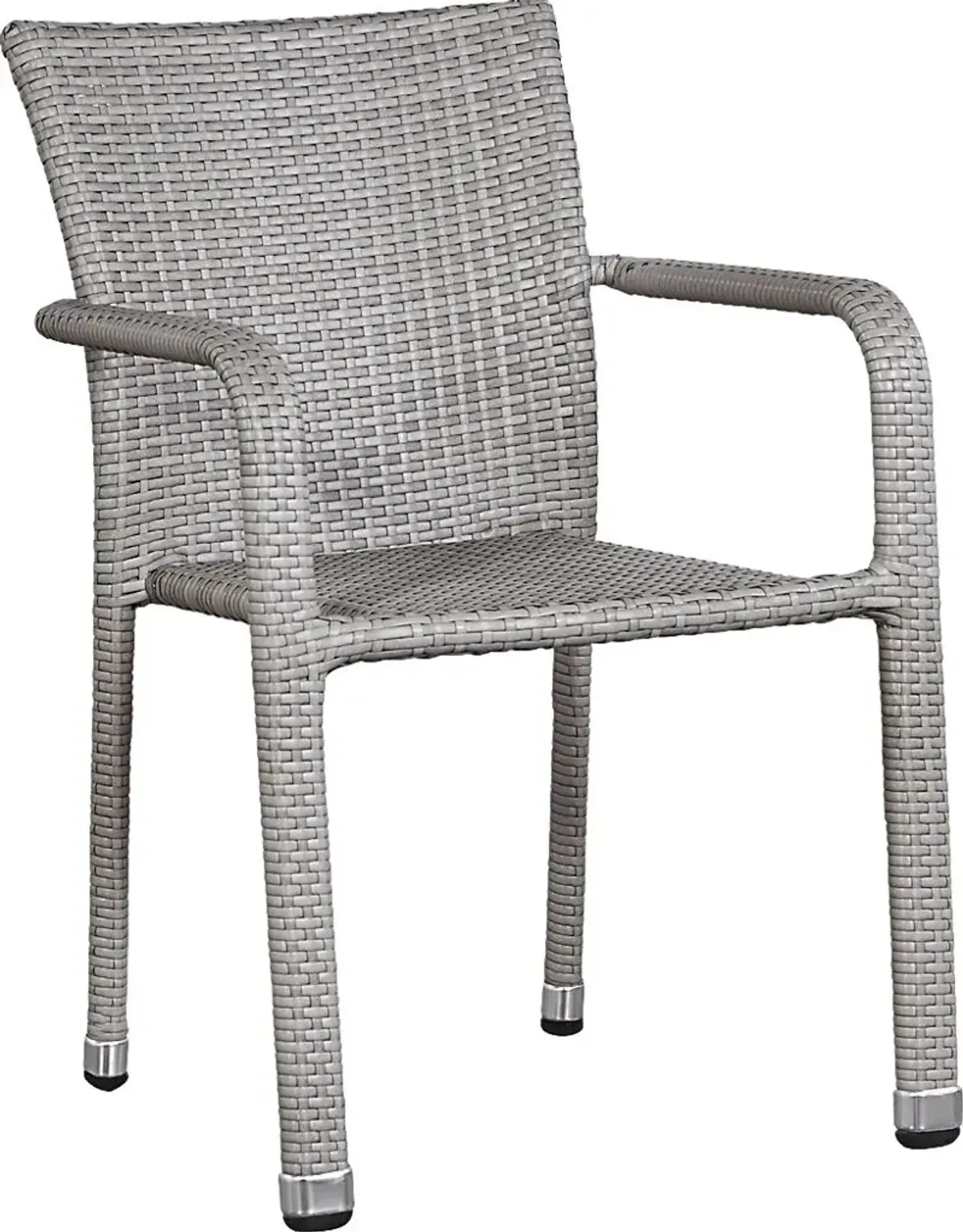 Bay Terrace Gray Wicker Square Back Outdoor Arm Chair