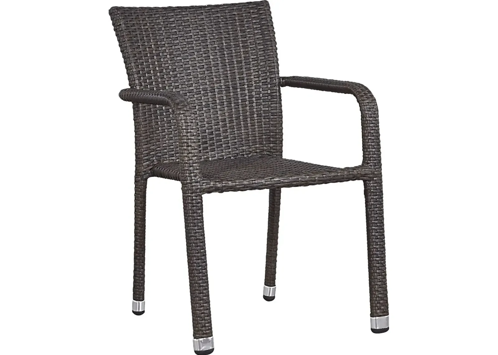 Bay Terrace Brown Wicker Square Back Outdoor Arm Chair