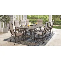 Lake Breeze Aged Bronze 7 Pc Outdoor 90 in. Rectangle Dining Set with Sling Chairs