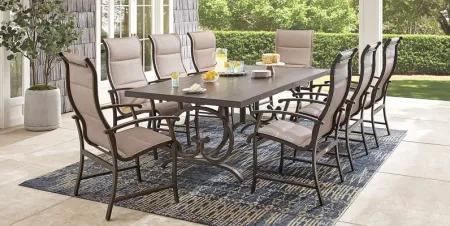 Lake Breeze Aged Bronze 7 Pc Outdoor 90 in. Rectangle Dining Set with Sling Chairs