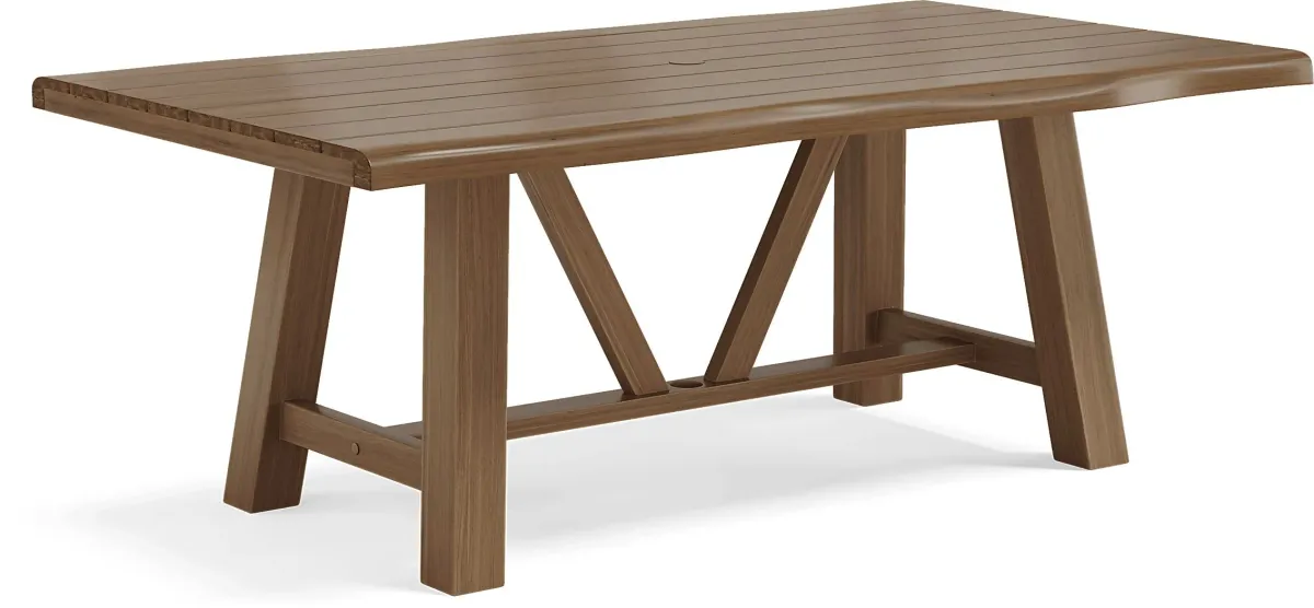 Patmos Tan 7 Pc 78 in. Rectangle Outdoor Dining Set With Linen Cushions