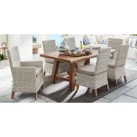 Patmos Tan 7 Pc 78 in. Rectangle Outdoor Dining Set With Mushroom Cushions