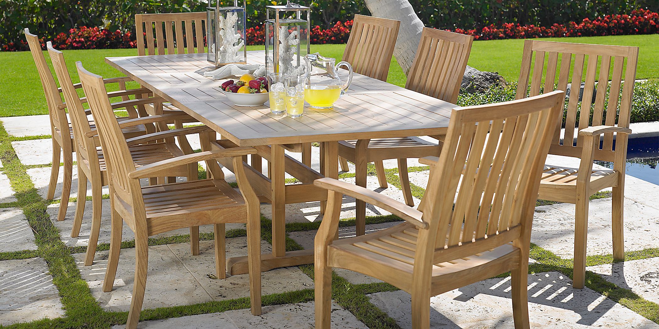 Pleasant Bay Teak 5 Pc Rectangle Extension Outdoor Dining Set