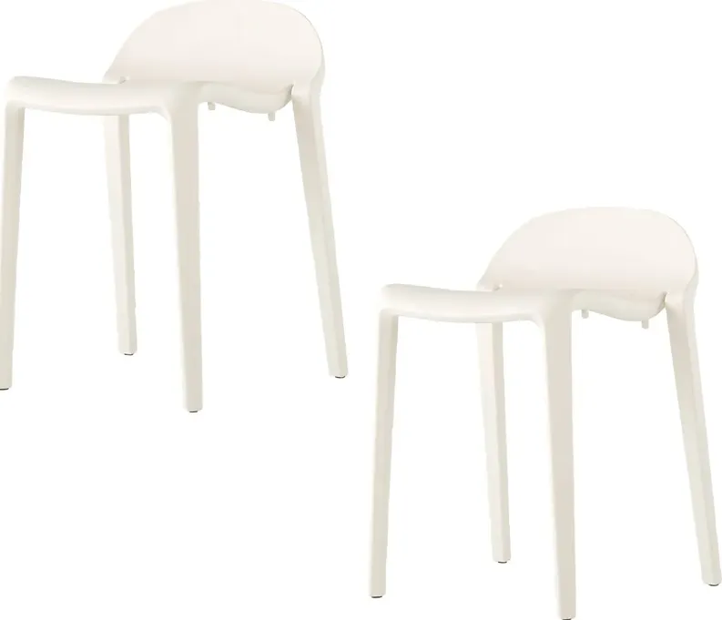 Outdoor Lulia White Stool, Set of 2