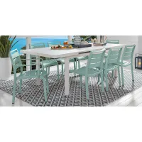 Park Walk White 9 Pc 73 - 97 in. Rectangle Extension Outdoor Dining Set with Arctic Chairs