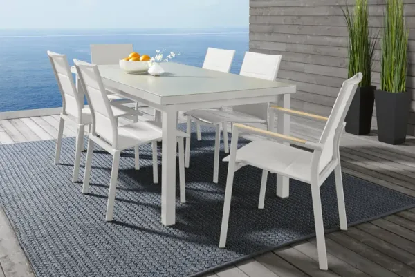 Solana White 5 Pc 70 in. Rectangle Outdoor Dining Set