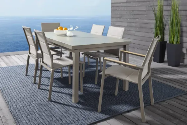Solana Taupe 5 Pc 70 in. Rectangle Outdoor Dining Set