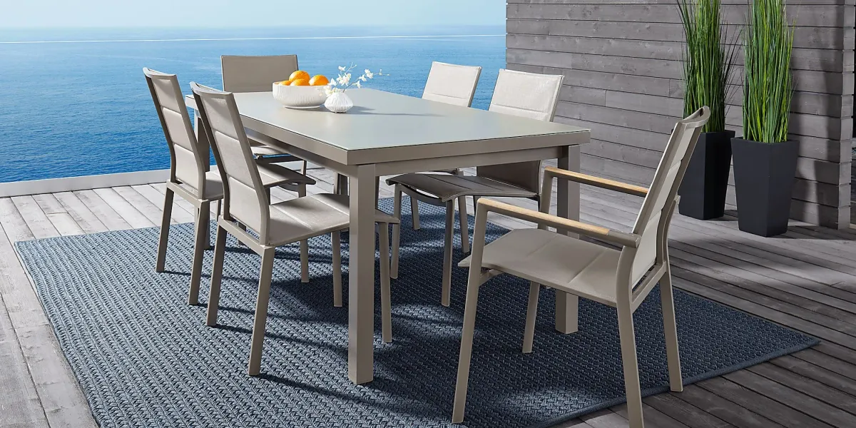 Solana Taupe 5 Pc 70 in. Rectangle Outdoor Dining Set