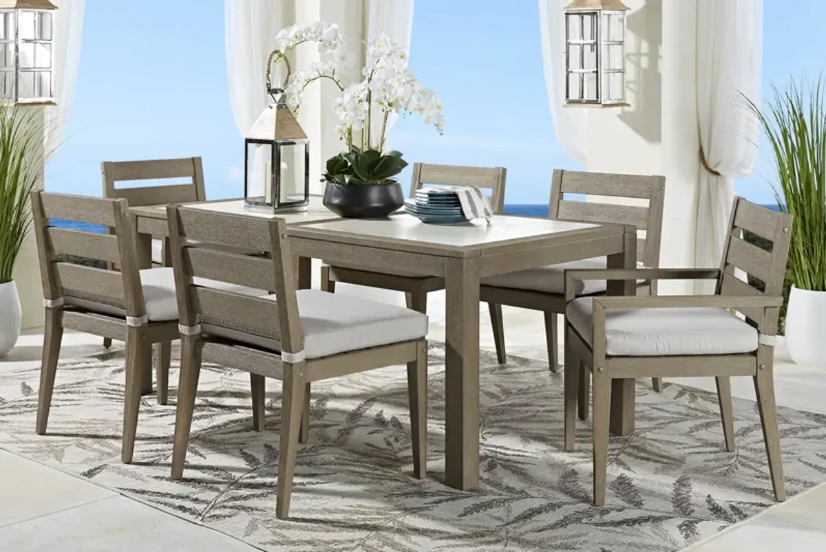 Lake Tahoe Gray 5 Pc Rectangle Outdoor Dining Set with Seagull Cushions