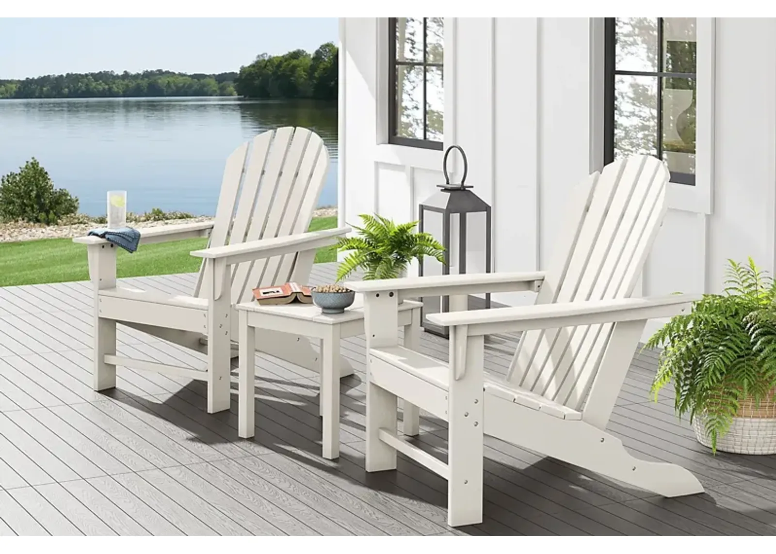 Addy White Outdoor Adirondack Chair, Set of 2