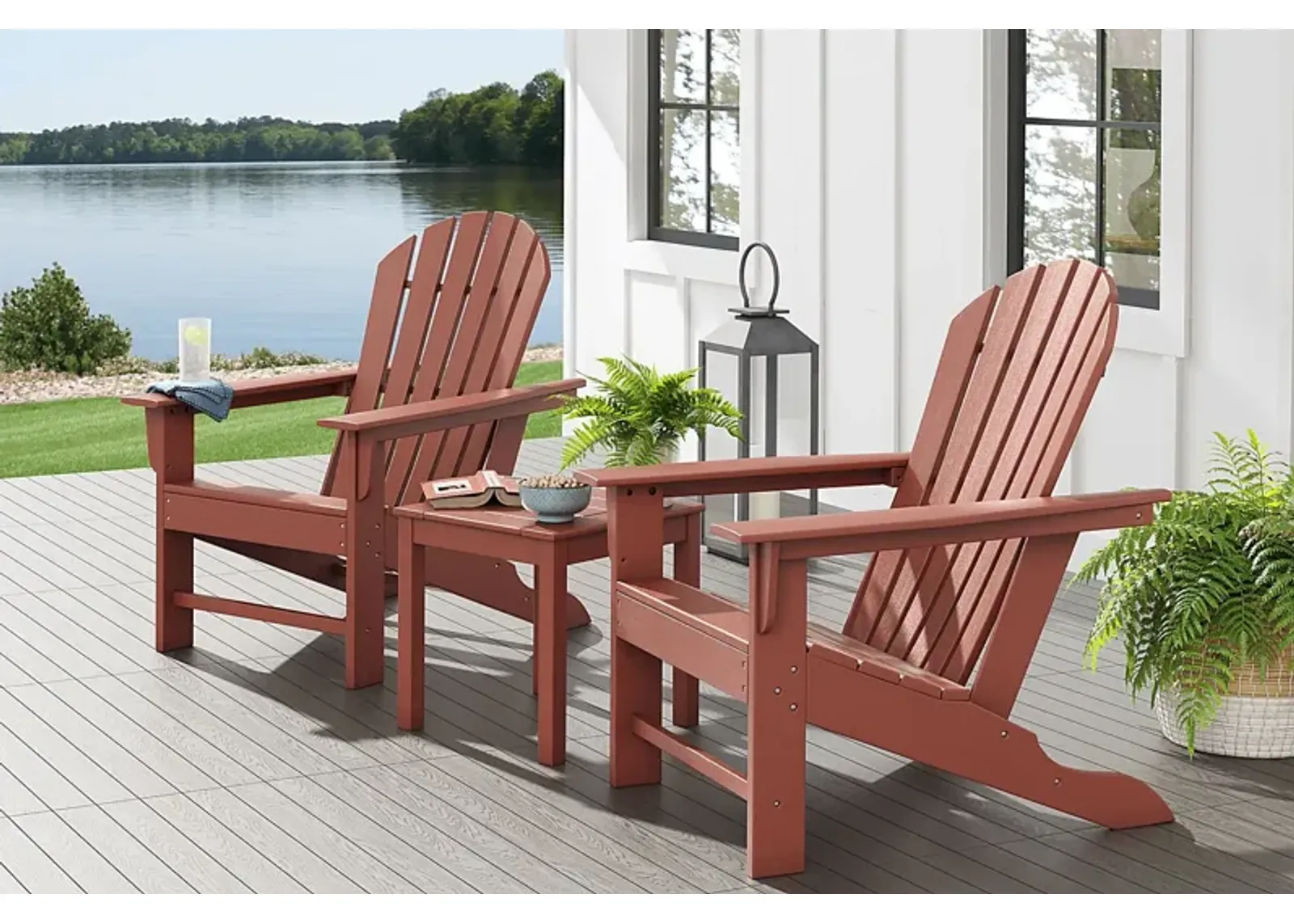 Addy Red Outdoor Adirondack Chair, Set of 2