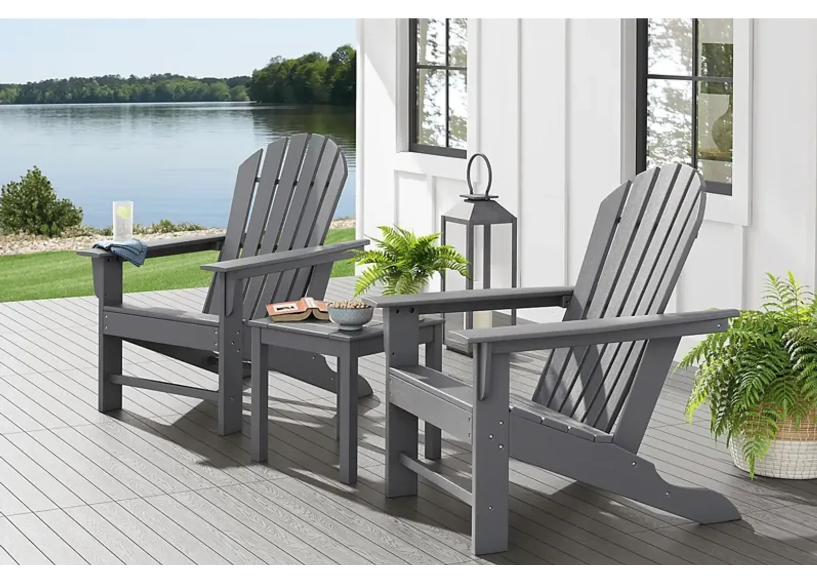 Addy Gray Outdoor Adirondack Chair, Set of 2