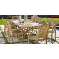 Pleasant Bay Teak 7 Pc Rectangle Extension Outdoor Dining Set