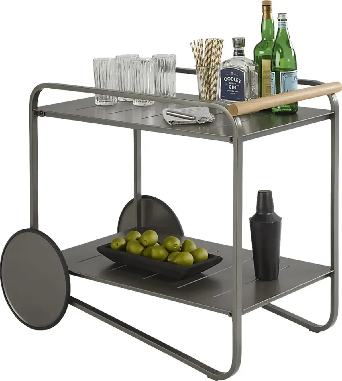 Ocean Tide Gray Outdoor Bar Cart