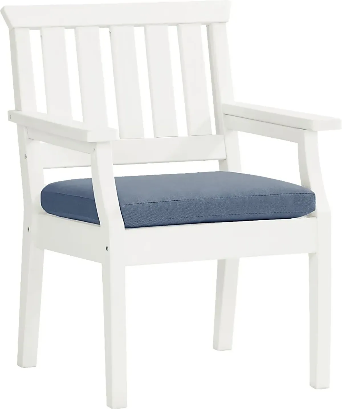 Eastlake White 7 Pc 71 in. Rectangle Outdoor Dining Set with Blueberry Cushions